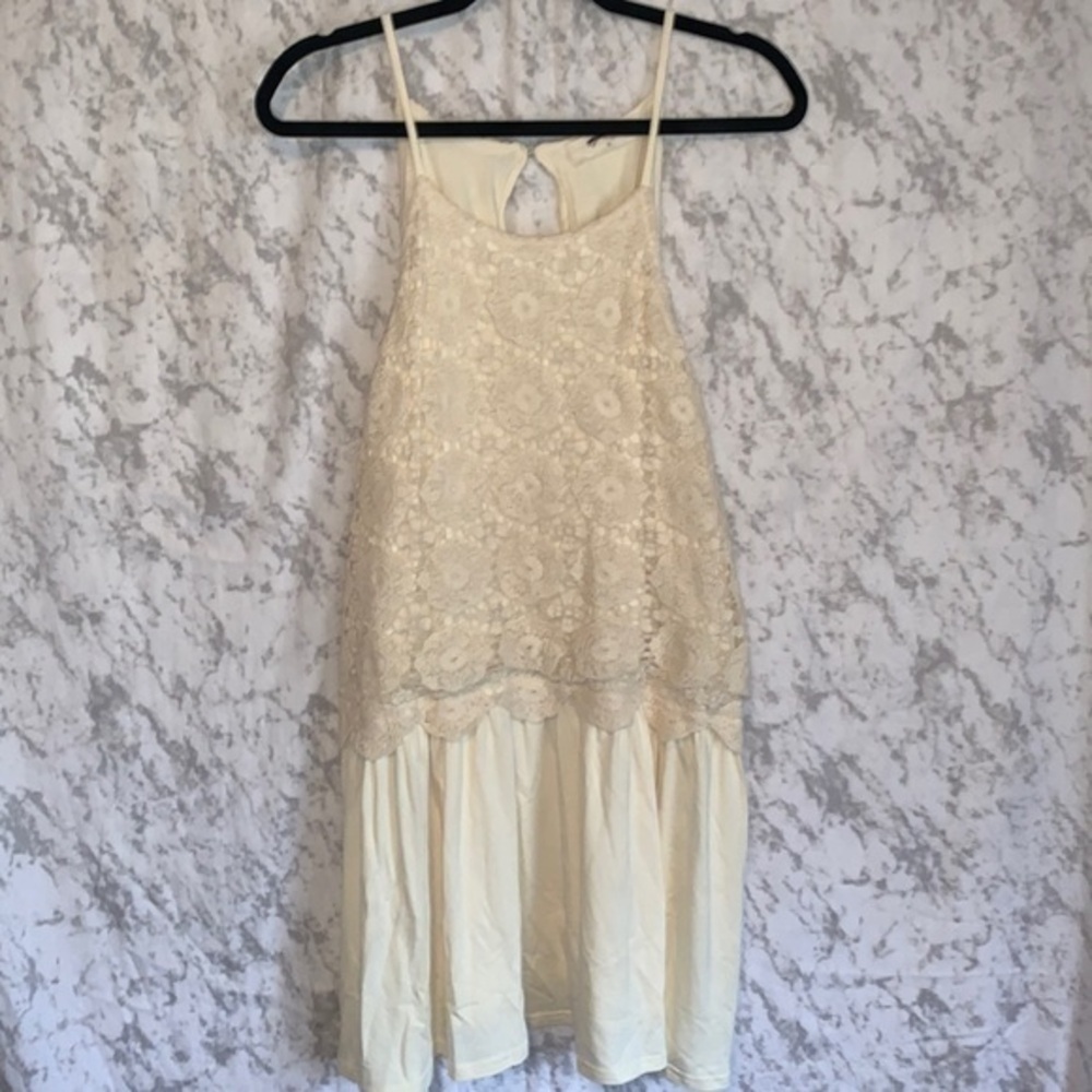 A Beautiful Soul Slouchy Crotched Mini Dress Cream Woman’s Size Medium/Large